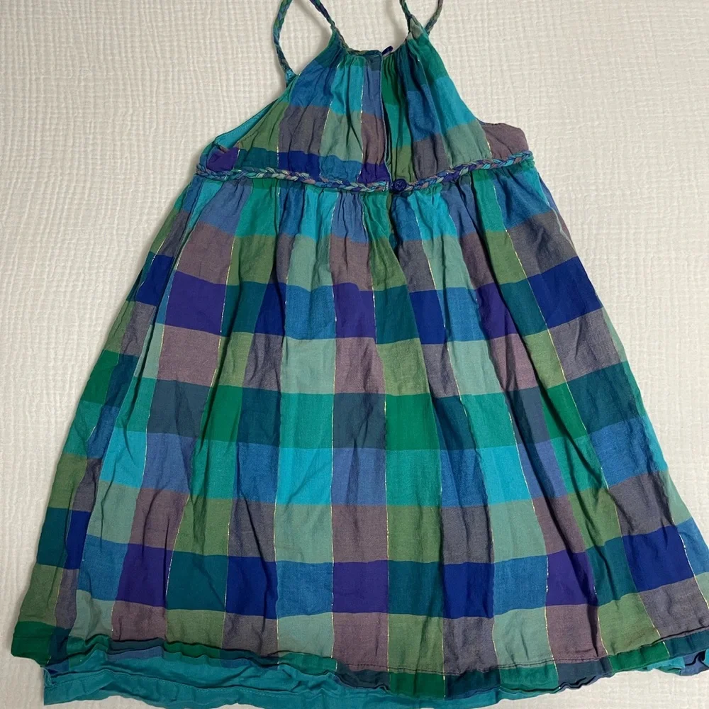 Plaid Sleeveless Sundress in Teal, Blue & Green